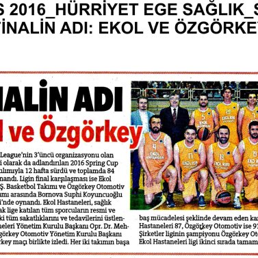 Aegean League | Haber - 2016 SPRING CUP İLE İLGİLİ ÇIKAN 31 MAYIS TARİHLİ HÜRRİYET EGE BASIN HABERİ...