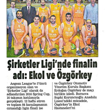 Aegean League | Haber - 2016 SPRING CUP İLE İLGİLİ ÇIKAN 31 MAYIS TARİHLİ POSTA EGE BASIN HABERİ...